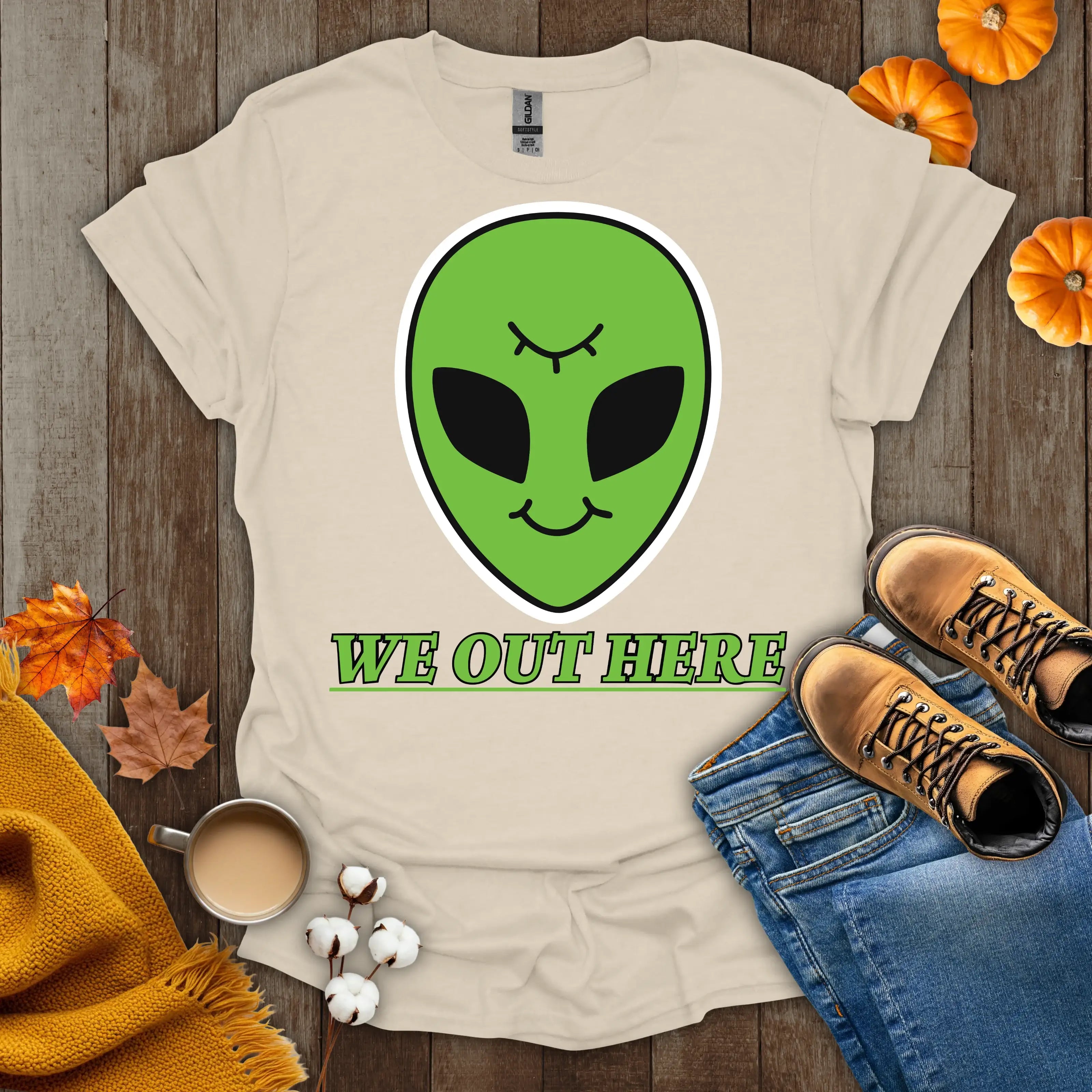 We Out Here Alien Theme T-Shirt