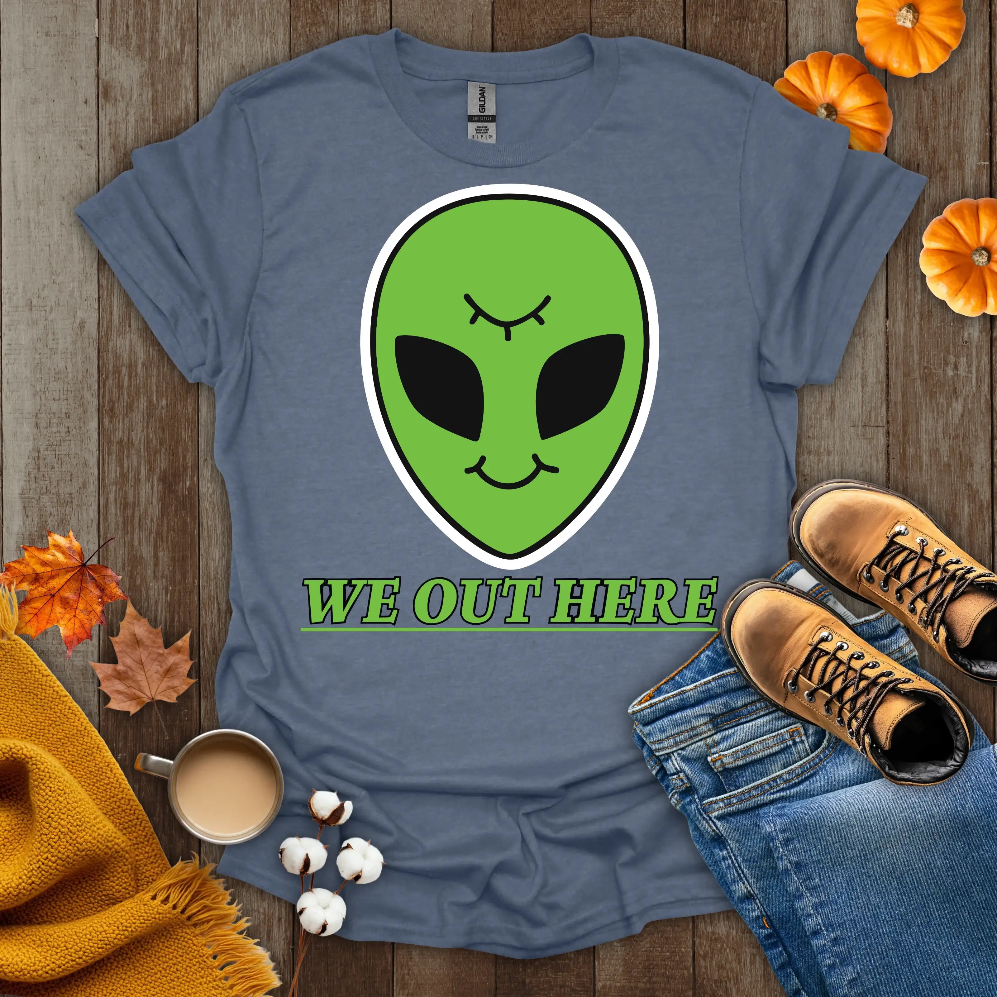 We Out Here Alien Theme T-Shirt