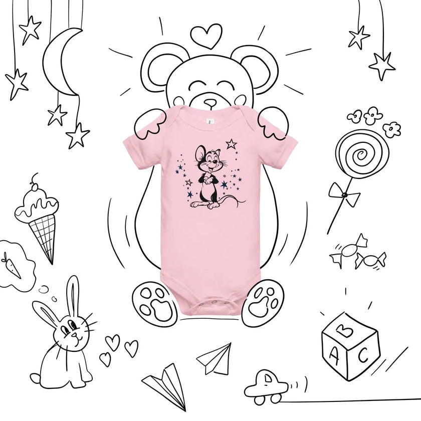 Baby Short Sleeve One Piece with Mickey Mouse Design - STYLISHOUR