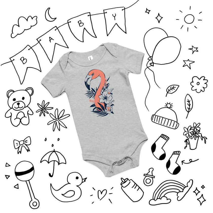 Cute Flamingo Baby Bodysuit – Short Sleeve - STYLISHOUR