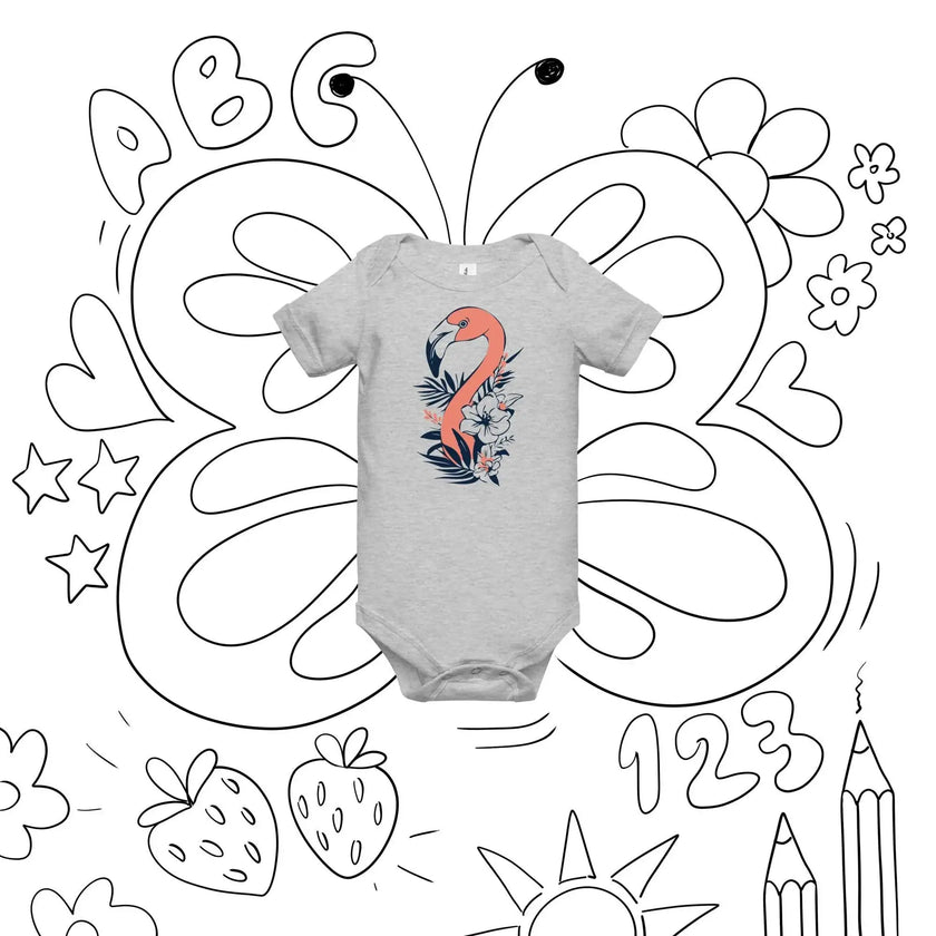 Cute Flamingo Baby Bodysuit – Short Sleeve - STYLISHOUR