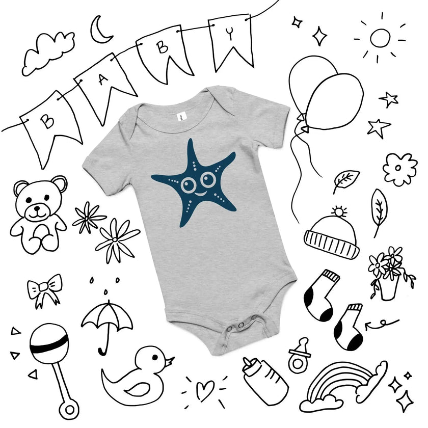 Happy Starfish Baby Bodysuit – Soft Short Sleeve - STYLISHOUR