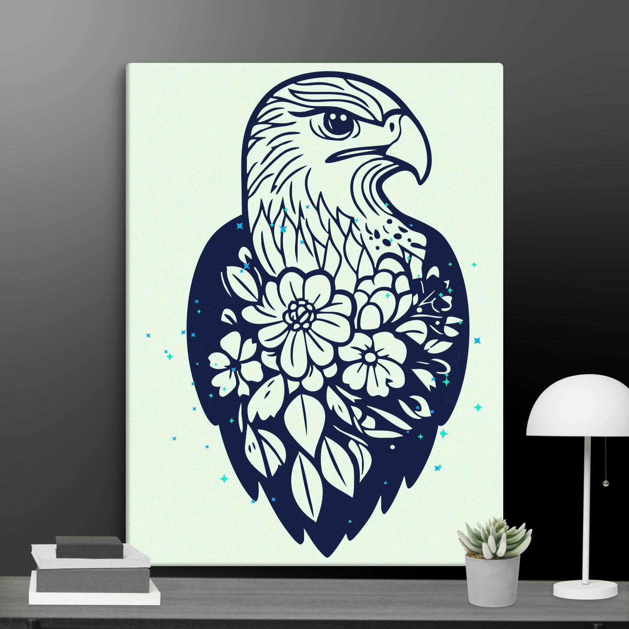 Floral Eagle Wall Decor Canvas - STYLISHOUR