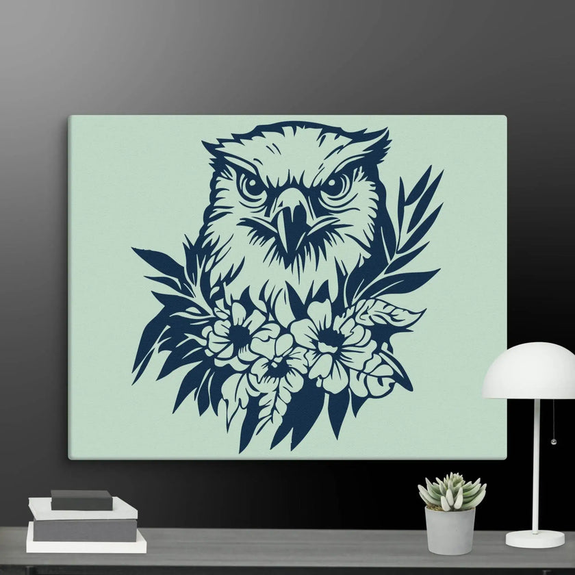 Floral Hawk Wall Art Canvas - STYLISHOUR