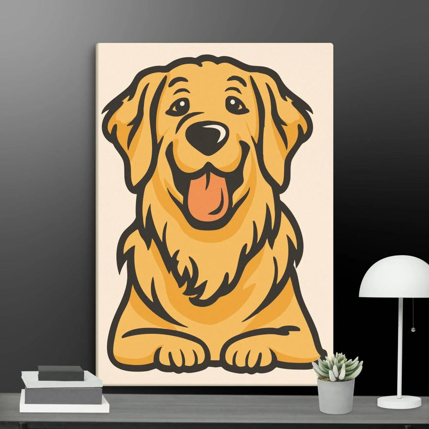 Golden Retriever Cute Dog Wall Art Canvas - STYLISHOUR