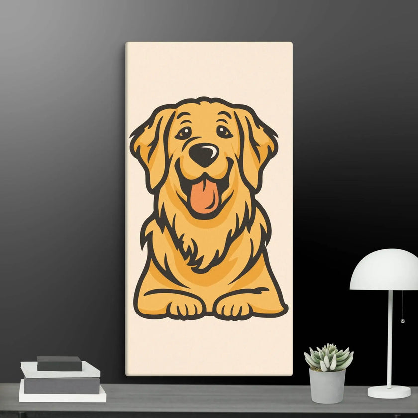 Golden Retriever Cute Dog Wall Art Canvas - STYLISHOUR