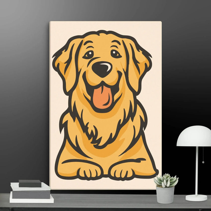 Golden Retriever Cute Dog Wall Art Canvas - STYLISHOUR