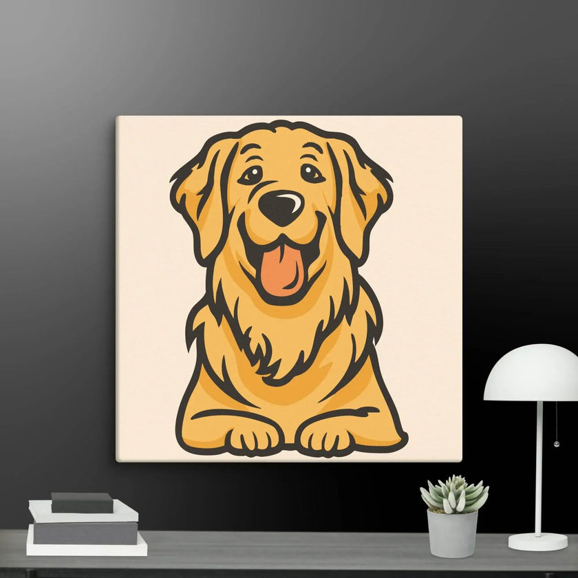 Golden Retriever Cute Dog Wall Art Canvas - STYLISHOUR