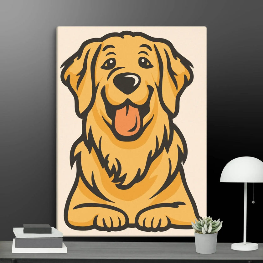 Golden Retriever Cute Dog Wall Art Canvas - STYLISHOUR