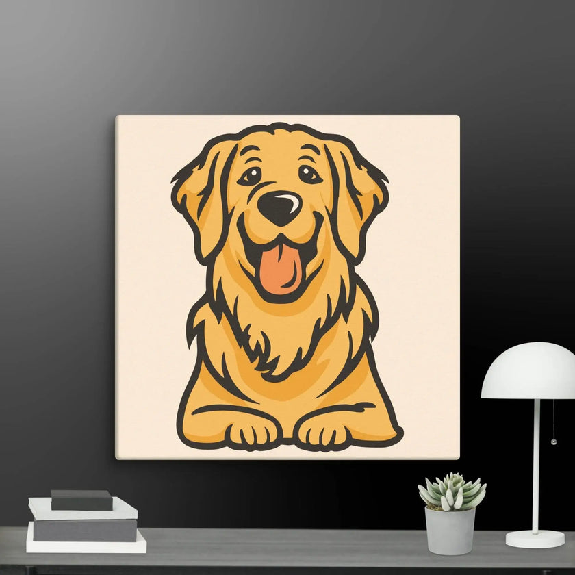 Golden Retriever Cute Dog Wall Art Canvas - STYLISHOUR