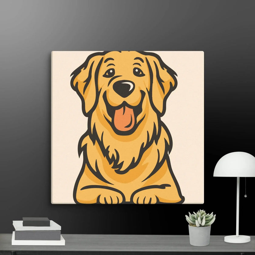 Golden Retriever Cute Dog Wall Art Canvas - STYLISHOUR
