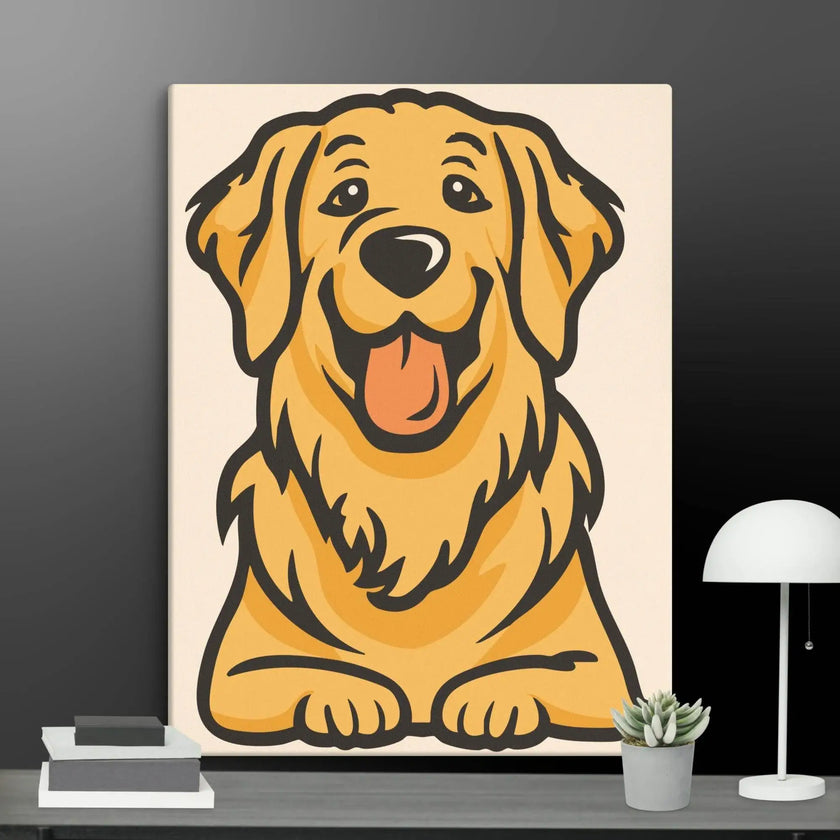 Golden Retriever Cute Dog Wall Art Canvas - STYLISHOUR