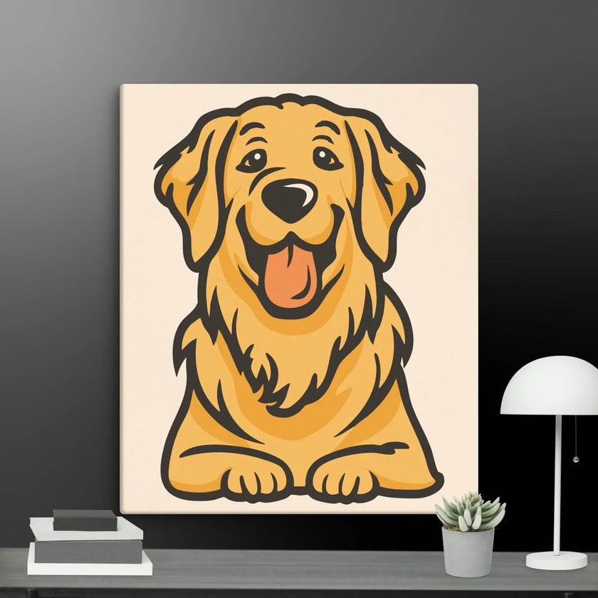 Golden Retriever Cute Dog Wall Art Canvas - STYLISHOUR