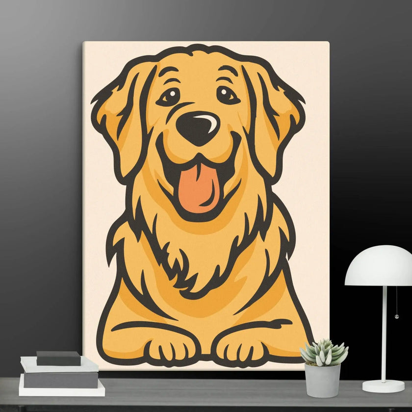 Golden Retriever Cute Dog Wall Art Canvas - STYLISHOUR
