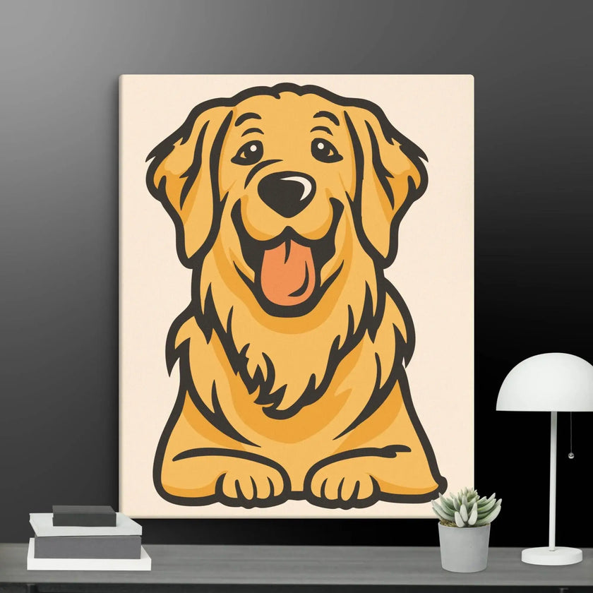 Golden Retriever Cute Dog Wall Art Canvas - STYLISHOUR