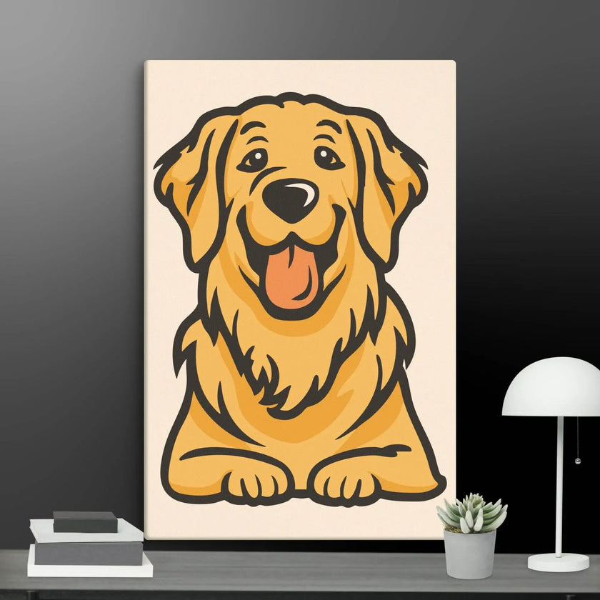 Golden Retriever Cute Dog Wall Art Canvas - STYLISHOUR