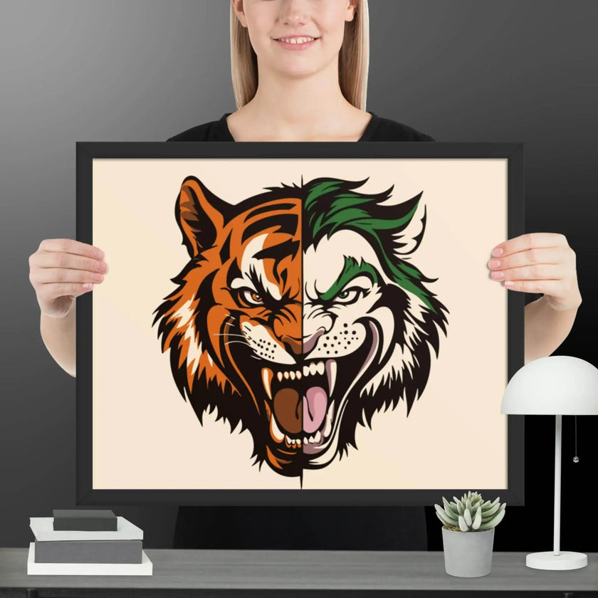 Roaring Madness – Joker Lion Fusion Art Framed poster - STYLISHOUR
