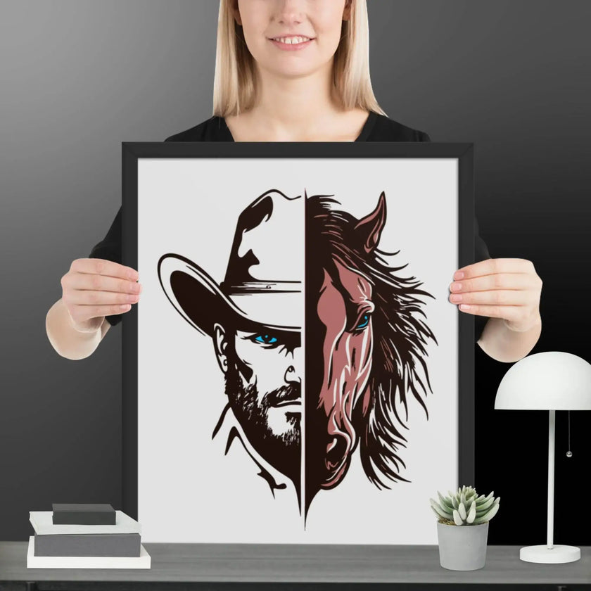Western Whinny – Fusion of Horse Cowboy Poster - STYLISHOUR