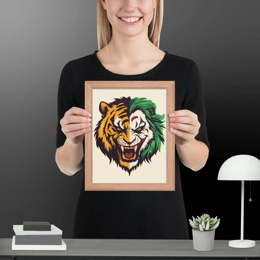 Roaring Madness – Joker Lion Fusion Art Print - STYLISHOUR