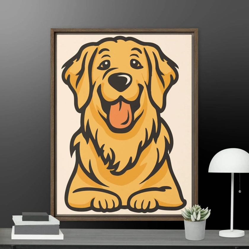 Golden Cute Dog Framed canvas - STYLISHOUR