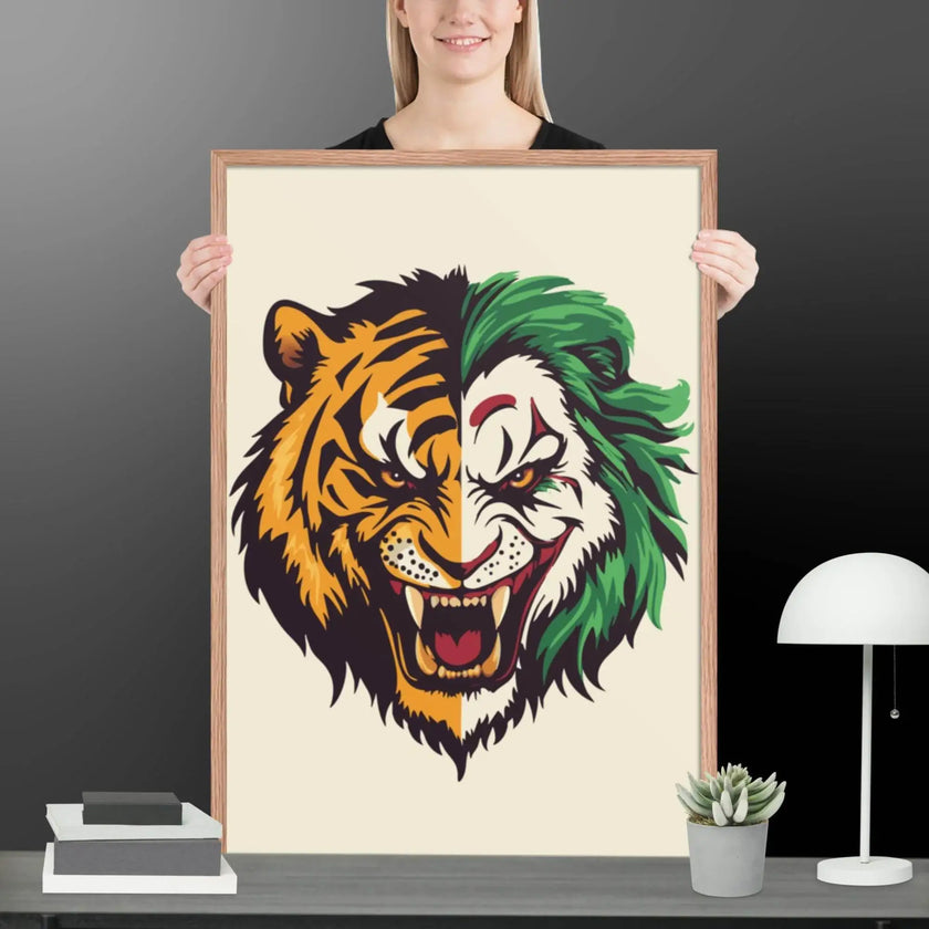 Roaring Madness – Joker Lion Fusion Art Print - STYLISHOUR
