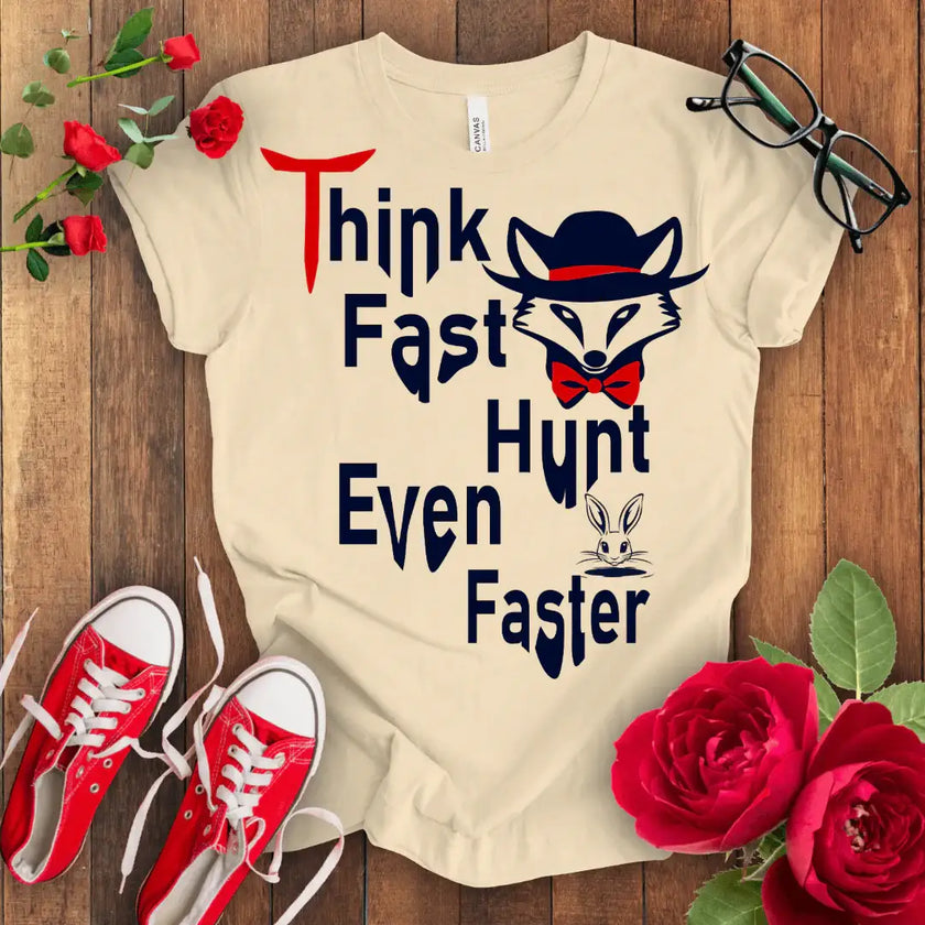 Think Fast Hunt Even Faster T-shirt - STYLISHOUR