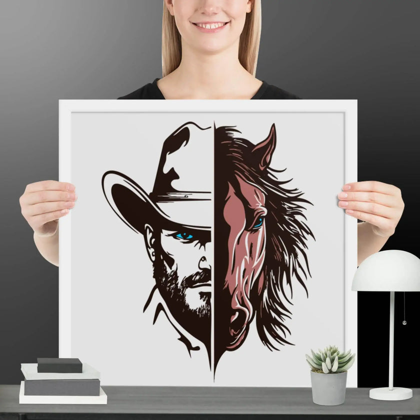 Western Whinny – Fusion of Horse Cowboy Poster - STYLISHOUR