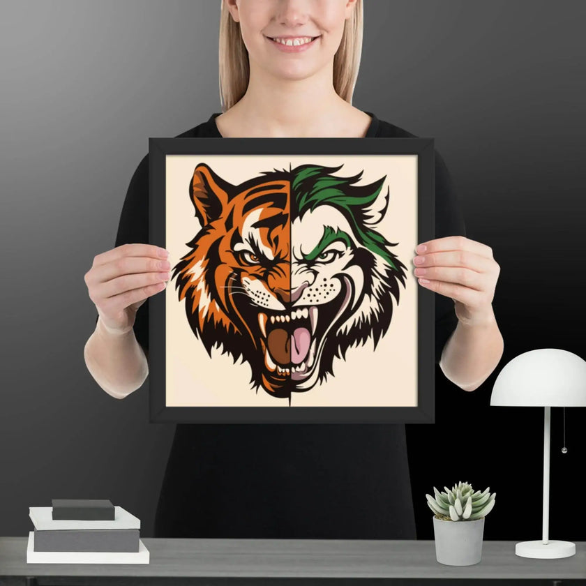 Roaring Madness – Joker Lion Fusion Art Framed poster - STYLISHOUR