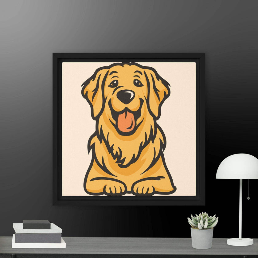 Golden Cute Dog Framed canvas - STYLISHOUR