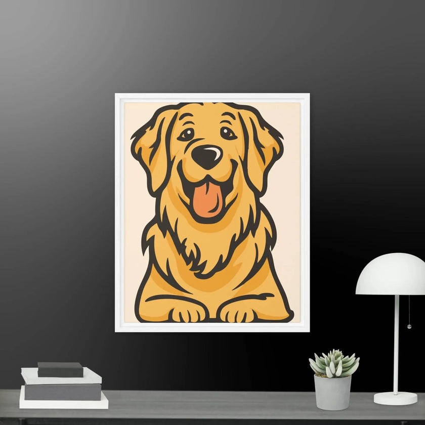Golden Cute Dog Framed canvas - STYLISHOUR
