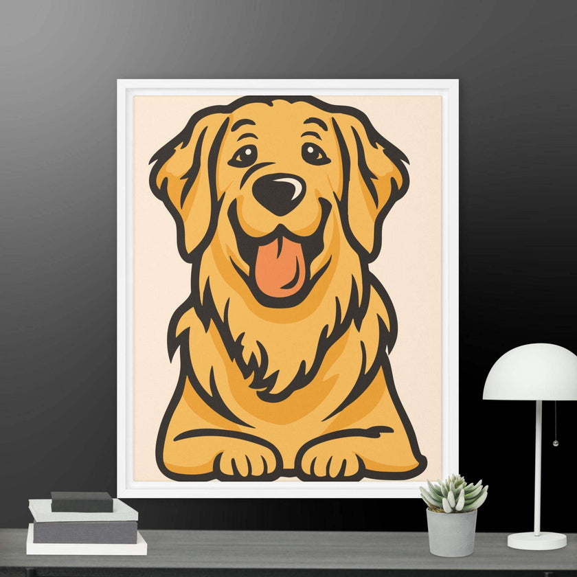 Golden Cute Dog Framed canvas - STYLISHOUR