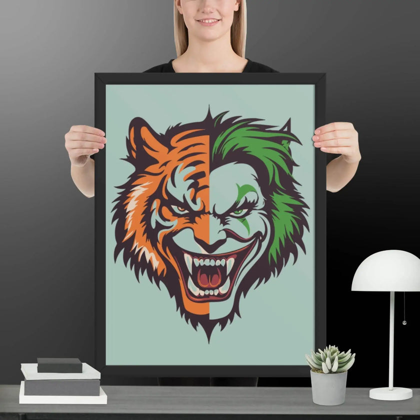 Savage Smile – Joker-Lion Fusion Framed poster - STYLISHOUR