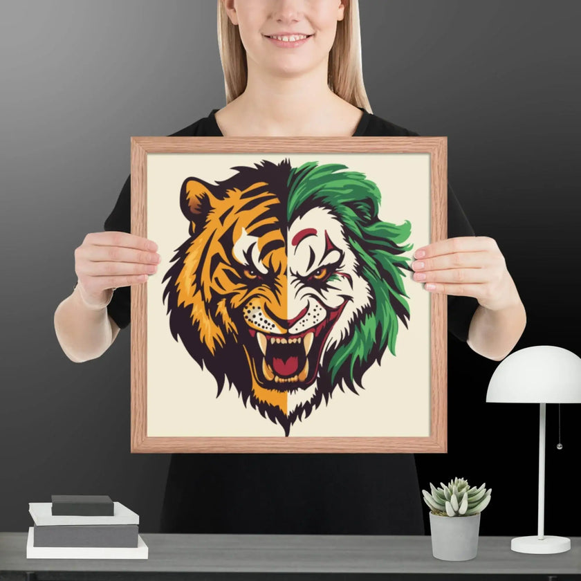 Roaring Madness – Joker Lion Fusion Art Print - STYLISHOUR