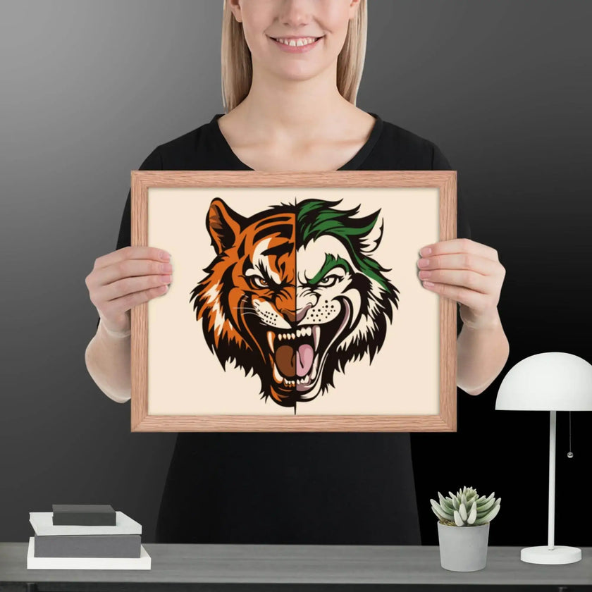 Roaring Madness – Joker Lion Fusion Art Framed poster - STYLISHOUR