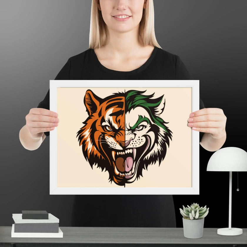 Roaring Madness – Joker Lion Fusion Art Framed poster - STYLISHOUR