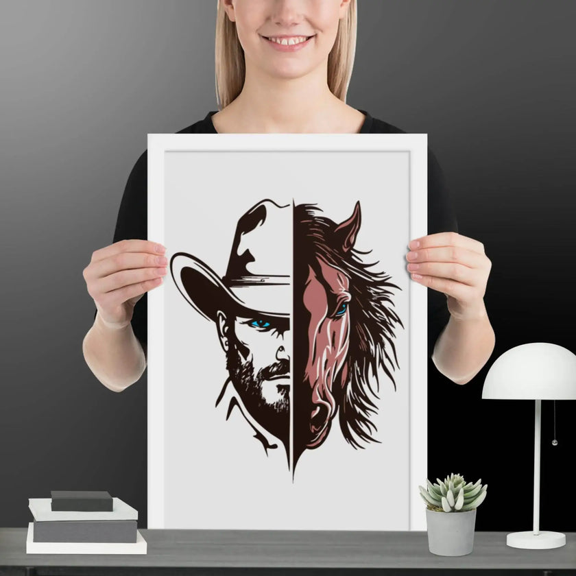 Western Whinny – Fusion of Horse Cowboy Poster - STYLISHOUR