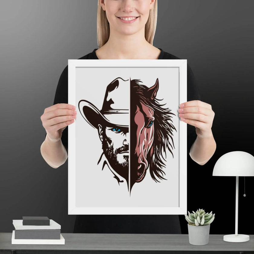 Western Whinny – Fusion of Horse Cowboy Poster - STYLISHOUR