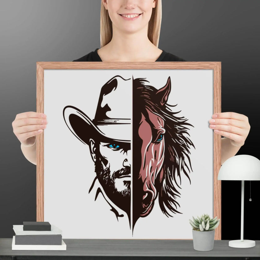 Western Whinny – Fusion of Horse Cowboy Poster - STYLISHOUR