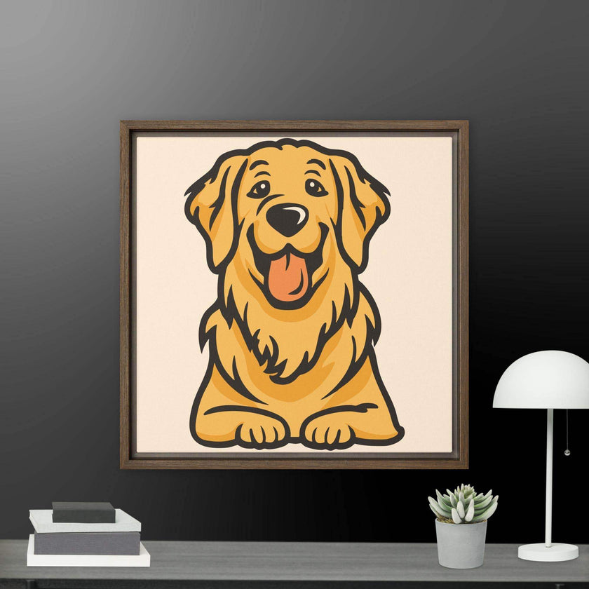 Golden Cute Dog Framed canvas - STYLISHOUR