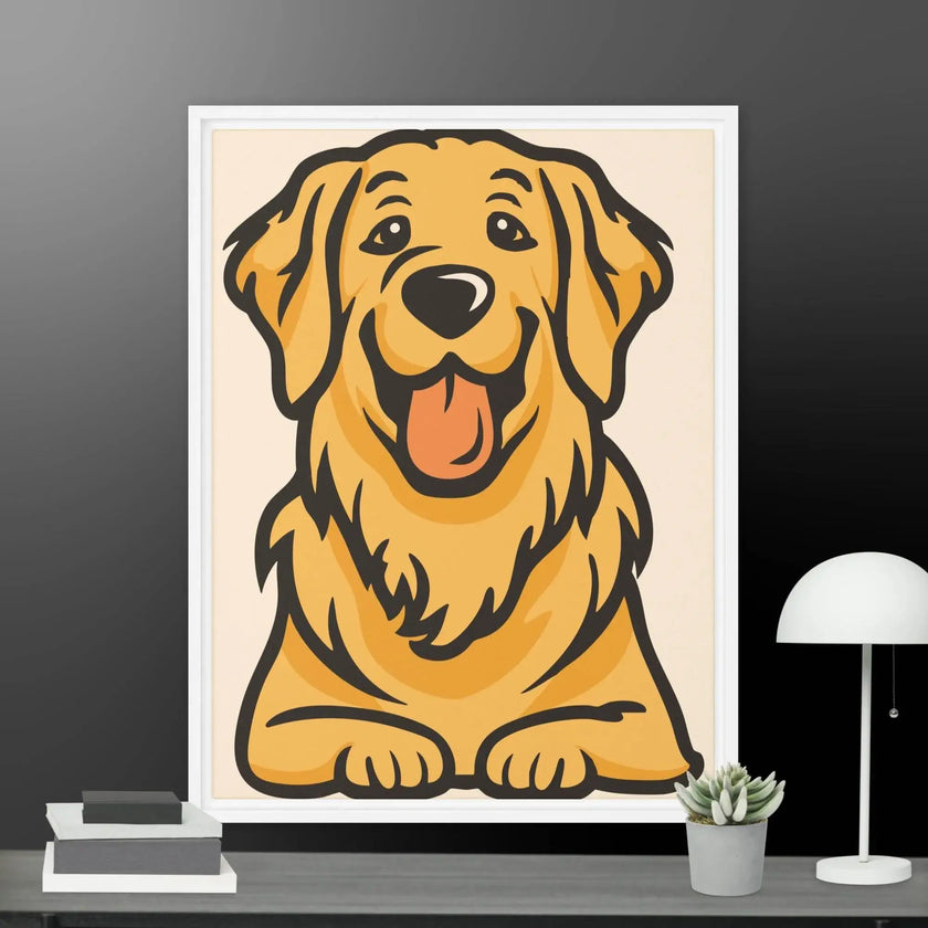 Golden Cute Dog Framed canvas - STYLISHOUR