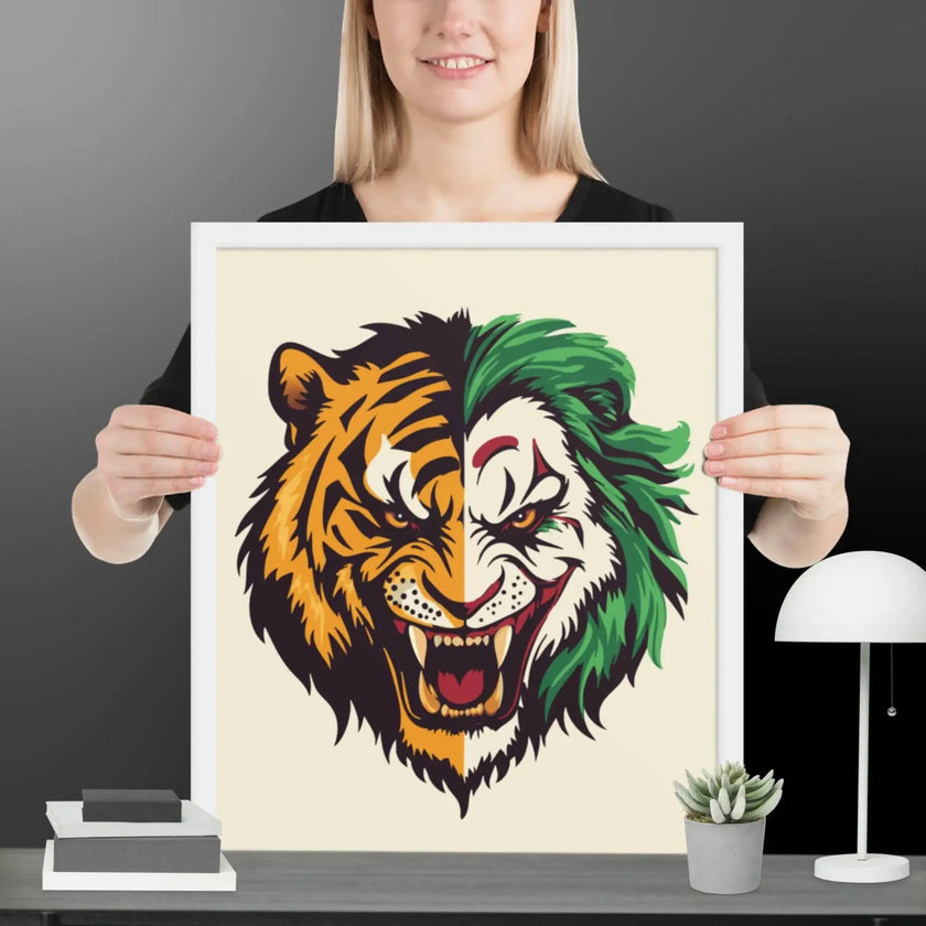 Roaring Madness – Joker Lion Fusion Art Print - STYLISHOUR