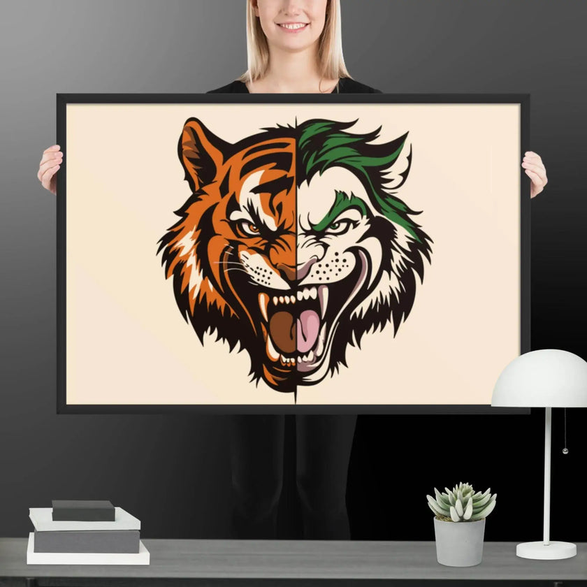 Roaring Madness – Joker Lion Fusion Art Framed poster - STYLISHOUR