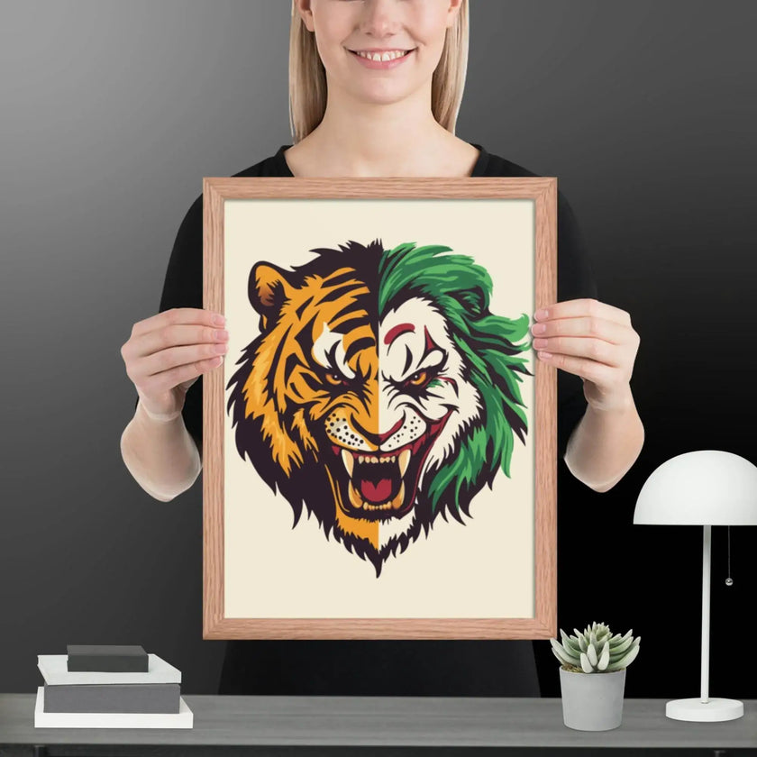 Roaring Madness – Joker Lion Fusion Art Print - STYLISHOUR