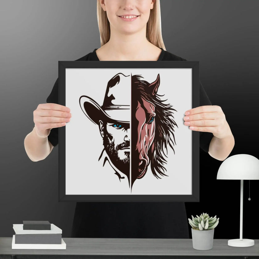 Western Whinny – Fusion of Horse Cowboy Poster - STYLISHOUR