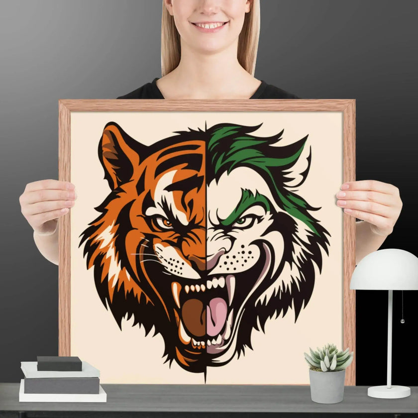 Roaring Madness – Joker Lion Fusion Art Framed poster - STYLISHOUR