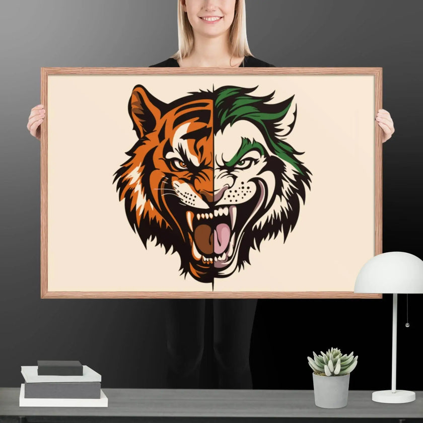 Roaring Madness – Joker Lion Fusion Art Framed poster - STYLISHOUR