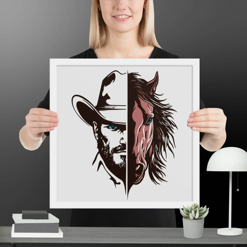 Western Whinny – Fusion of Horse Cowboy Poster - STYLISHOUR