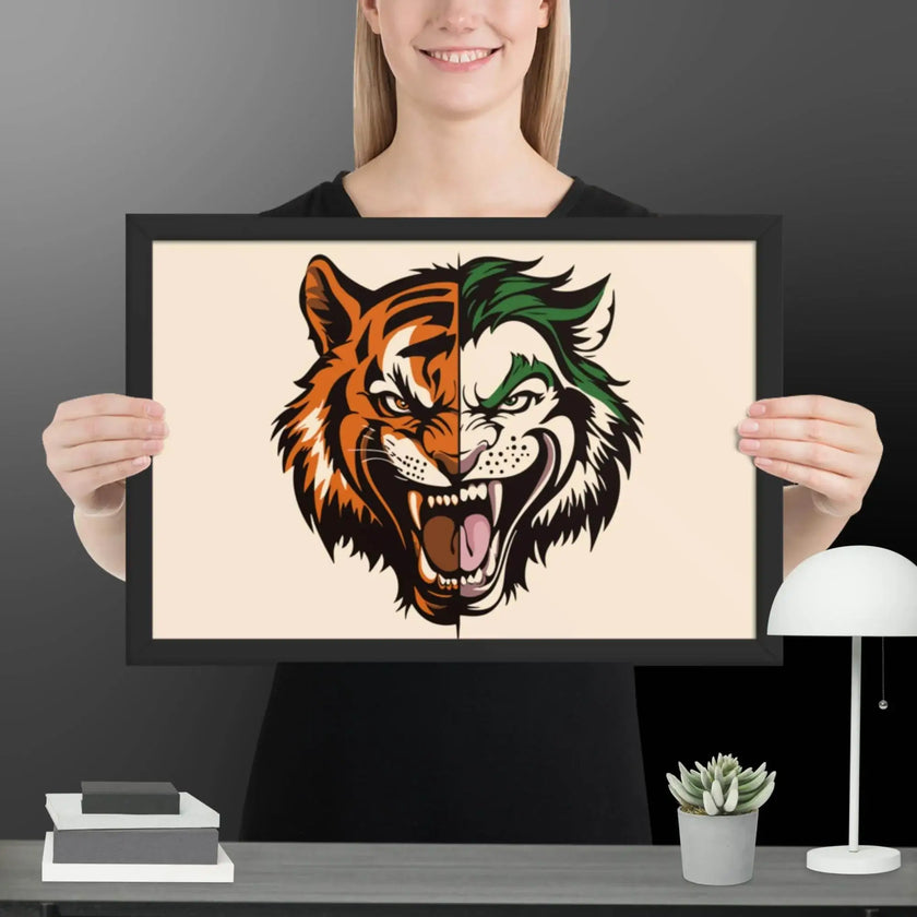 Roaring Madness – Joker Lion Fusion Art Framed poster - STYLISHOUR