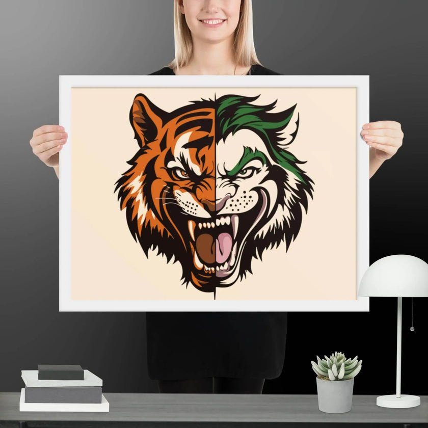Roaring Madness – Joker Lion Fusion Art Framed poster - STYLISHOUR