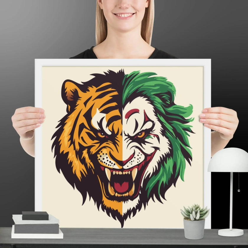 Roaring Madness – Joker Lion Fusion Art Print - STYLISHOUR